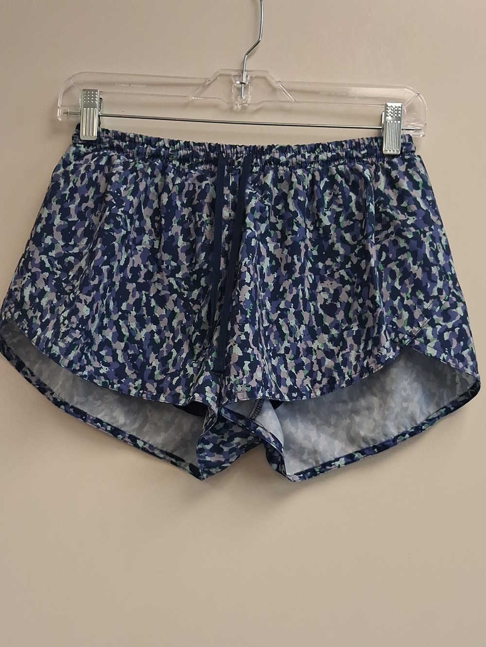 Old Navy Blue Print Running Shorts Built In Brief Lined Women's Small